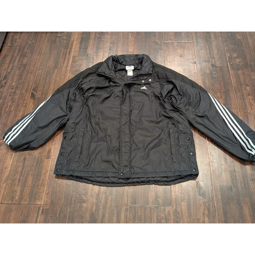 Vintage Adidas Mens XL Black Jacket Puffer Quilted Y2K Grunge‎ 1990s Oversized